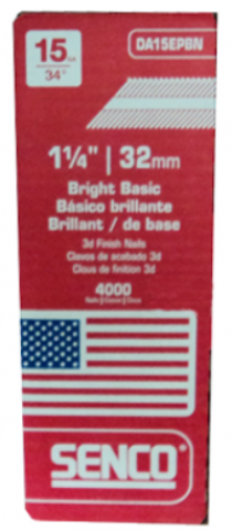 SENCO 15 GA X1 1/4" BRIGHT FINISH 4M  ** CALL STORE FOR AVAILABILITY AND TO PLACE ORDER **